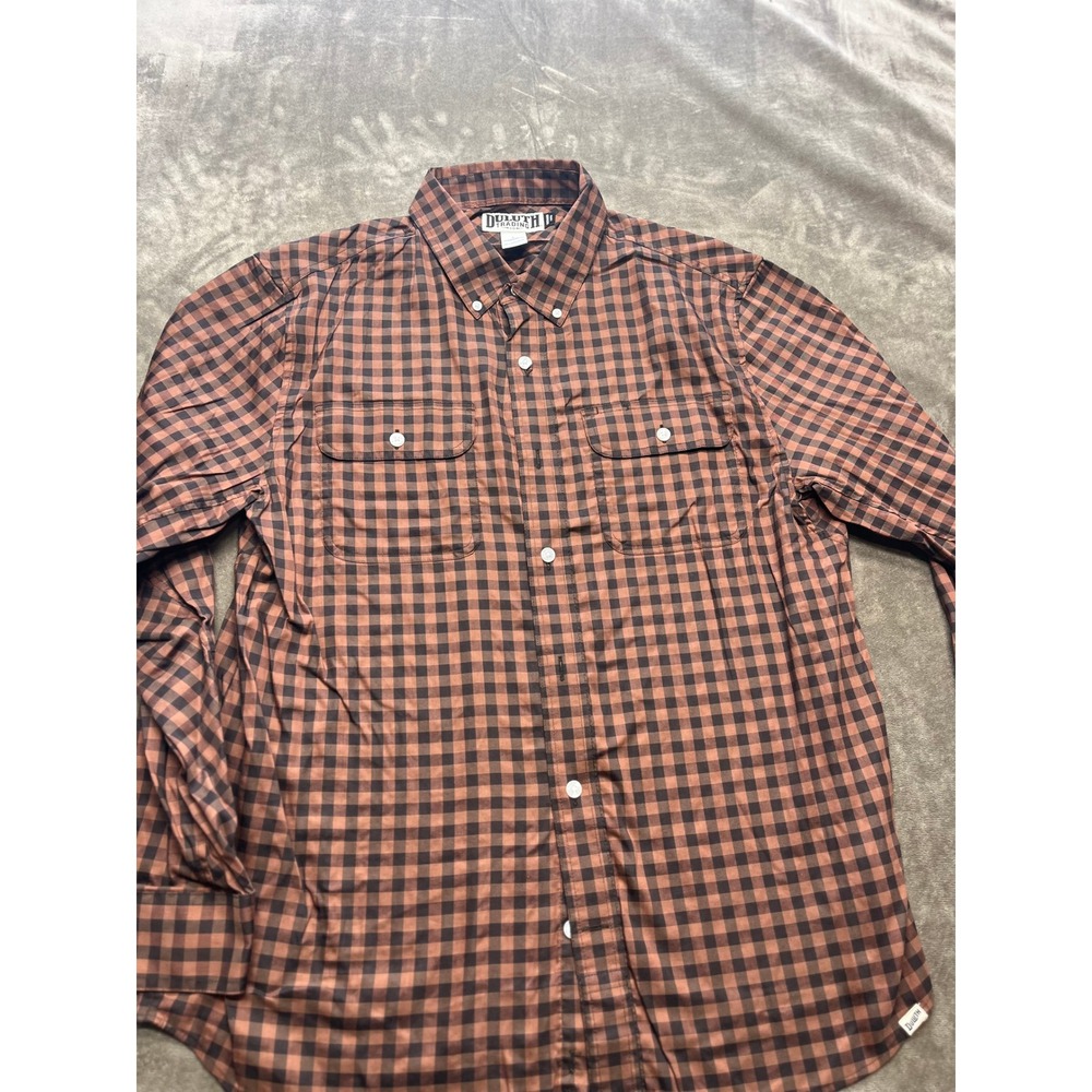 Duluth‎ Trading Co Mens Long Sleeve Gingham Plaid Button Up Shirt Size L